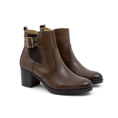 light brown leather women's ankle boots W-PRIOCHE-CUERO