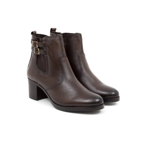 brown leather women's ankle boots W-PRIOCHOR-CAFE