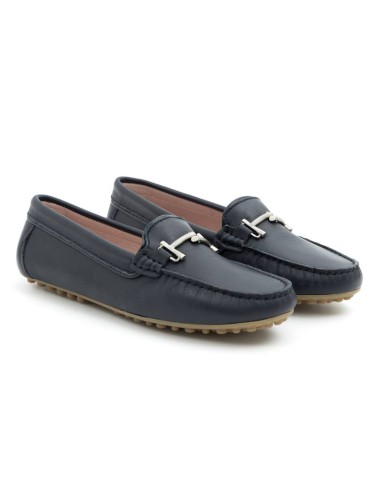 blue leather women's mocassins W-SAREMEN-MARINO