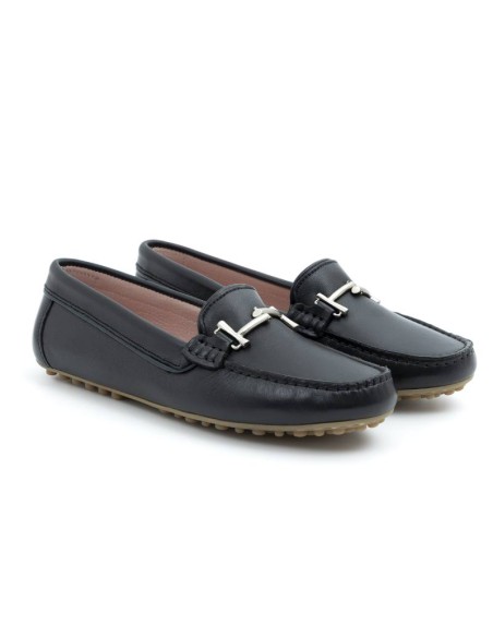 blue leather women's mocassins W-SAREMEN-NEGRO