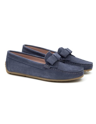 blue suede women's mocassins W-SATME-JEANS