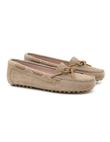 beige suede women's mocassins W-SEAMAN-PIEDRA