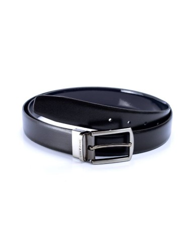 black reversible leather belt B-FLOREV-MARINO-NEGRO