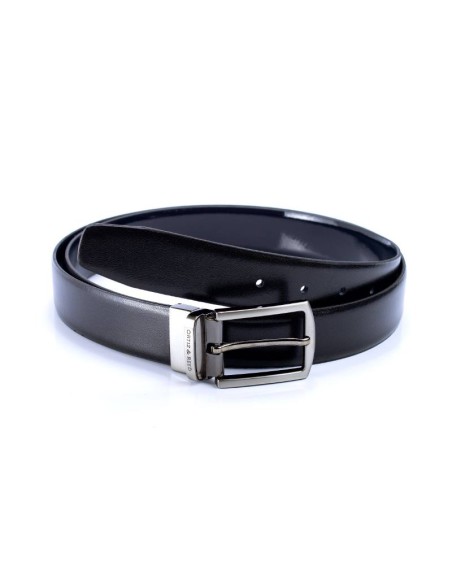 black reversible leather belt B-FLOREV-MARINO-NEGRO