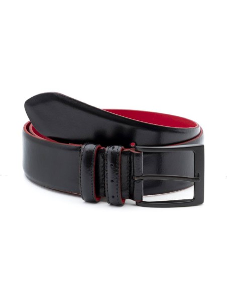 black leather belt B-PARAMAN-NEGRO